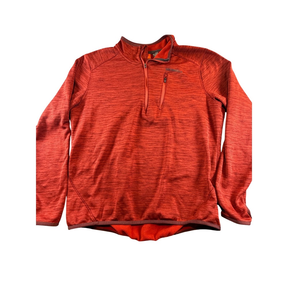 Merrell Select Wick Mens XL 1/4 Zip Fleece Pullover Red Space Dye Active Top